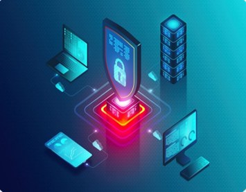 Digital security graphic representing protected IT systems