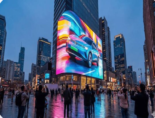Large outdoor LED advertising display in a city